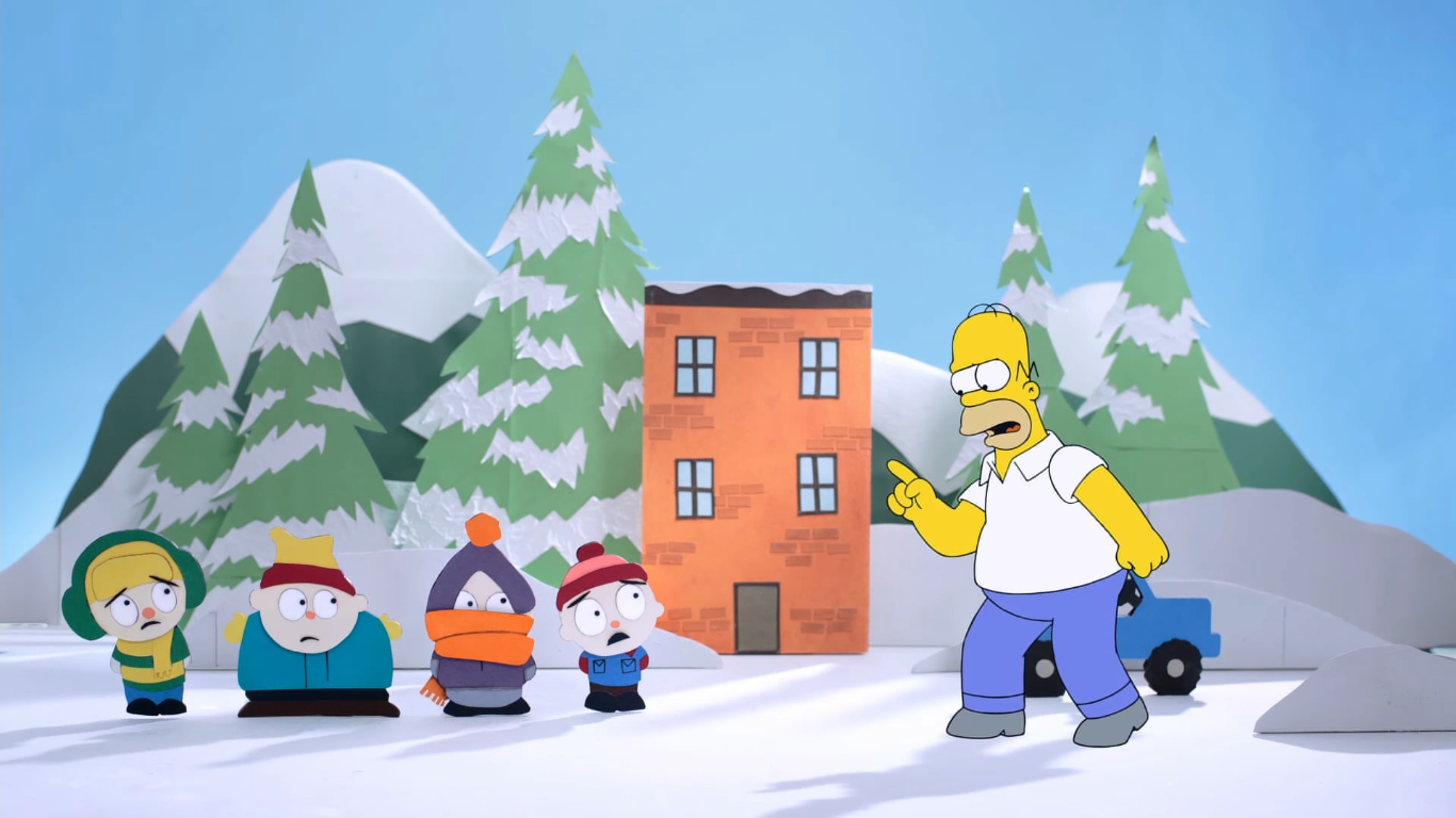 Homero Simpson conoce South Park en su nuevo Couch Gag