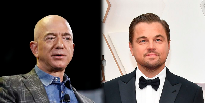 Leonardo DiCaprio se roba la atención de novia de Jeff Bezos