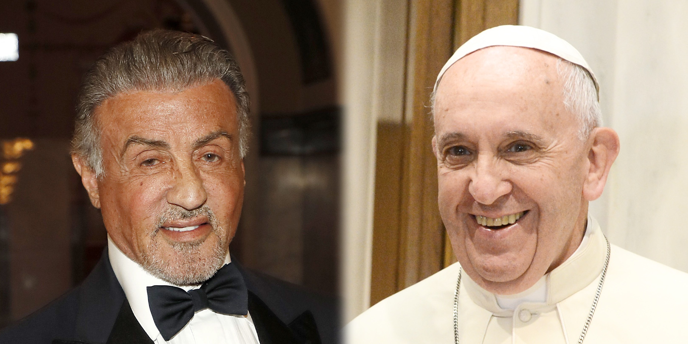 Sylvester Stallone se reúne con el Papa Francisco y éste le lanza golpes de box