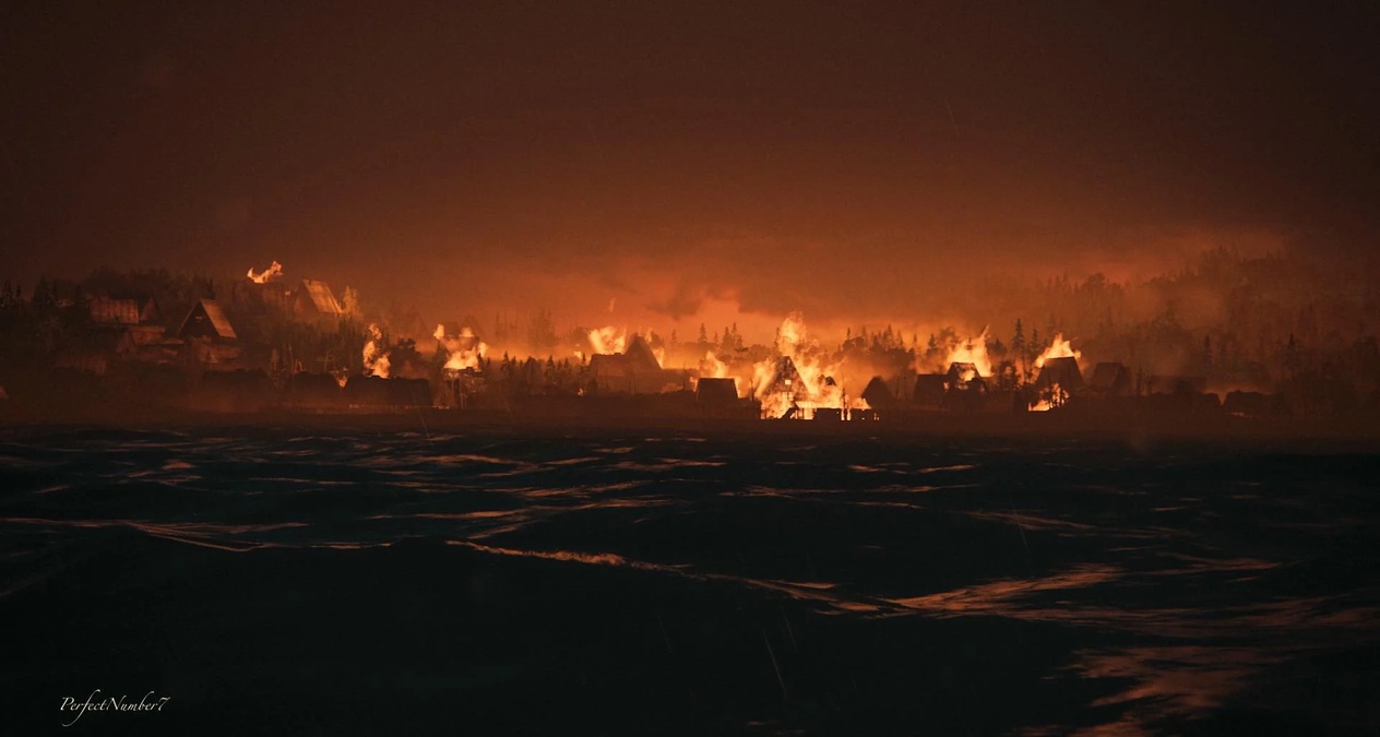 8. El clímax de la guerra entre WLF y Serafitas: La batalla campal estalla en la isla Serafita, con incendios, caos y muertes. Abby y Lev escapan entre combates mientras el conflicto se cobra a cientos. (Crédito: Naughty Dog / PlayStation)